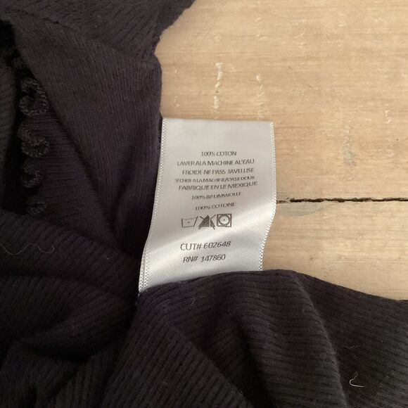 Michellle By Commune Black Ribbed Short Sleeve T Shirt Ruffled Bottom, Size S - Picture 11 of 11